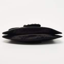 Escada Black Satin Crystals Embellished Clutch Bag