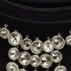 Escada Black Satin Crystals Embellished Clutch Bag