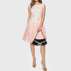 Escada Black Satin Crystals Embellished Clutch Bag