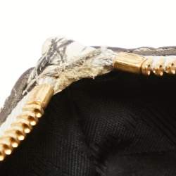 Pre Owned Escada White/Grey Croc Embossed Leather Zip Tote