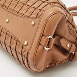 Pre Owned Escada Brown Woven Leather Horizontal Margaretha Tote