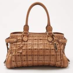 Pre Owned Escada Brown Woven Leather Horizontal Margaretha Tote 