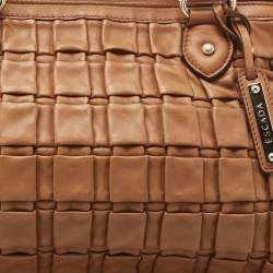 Pre Owned Escada Brown Woven Leather Horizontal Margaretha Tote
