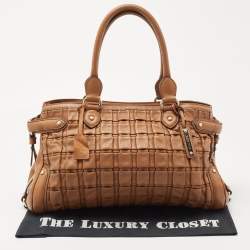 Pre Owned Escada Brown Woven Leather Horizontal Margaretha Tote