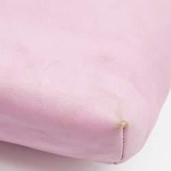 Pre Owned Escada Pink/Brown Leather Wooden Handle Baguette Bag