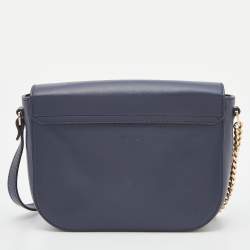 Pre Owned Escada Blue Leather Flap Crossbody Bag