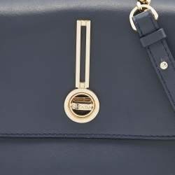 Pre Owned Escada Blue Leather Flap Crossbody Bag
