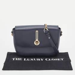 Pre Owned Escada Blue Leather Flap Crossbody Bag