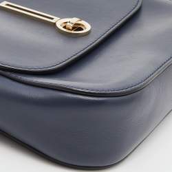 Pre Owned Escada Blue Leather Flap Crossbody Bag