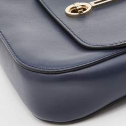 Pre Owned Escada Blue Leather Flap Crossbody Bag