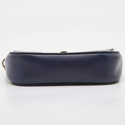 Pre Owned Escada Blue Leather Flap Crossbody Bag