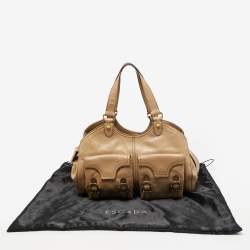 Pre Owned Escada Beige Leather Double Front Pocket Shoulder Bag