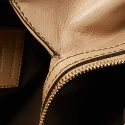 Pre Owned Escada Beige Leather Double Front Pocket Shoulder Bag