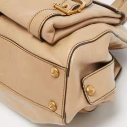 Pre Owned Escada Beige Leather Double Front Pocket Shoulder Bag