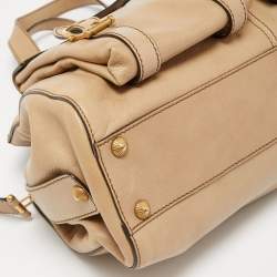 Pre Owned Escada Beige Leather Double Front Pocket Shoulder Bag