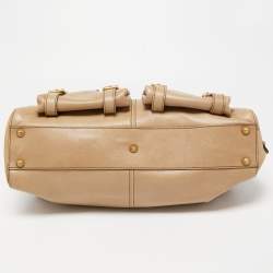 Pre Owned Escada Beige Leather Double Front Pocket Shoulder Bag