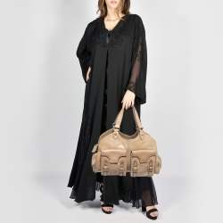 Pre Owned Escada Beige Leather Double Front Pocket Shoulder Bag