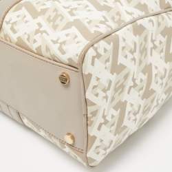 Escada Grey/Multicolor Printed Coated Canvas and Leather Bowler Bag  