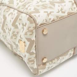 Escada Grey/Multicolor Printed Coated Canvas and Leather Bowler Bag  