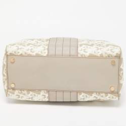 Escada Grey/Multicolor Printed Coated Canvas and Leather Bowler Bag  