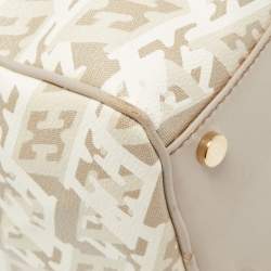 Escada Grey/Multicolor Printed Coated Canvas and Leather Bowler Bag  