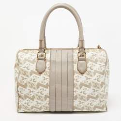 Escada Grey/Multicolor Printed Coated Canvas and Leather Bowler Bag  