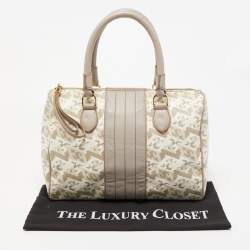 Escada Grey/Multicolor Printed Coated Canvas and Leather Bowler Bag  