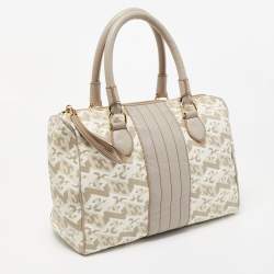 Escada Grey/Multicolor Printed Coated Canvas and Leather Bowler Bag  