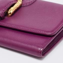 Escada Purple Leather Buckle Flap Clutch