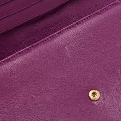 Escada Purple Leather Buckle Flap Clutch