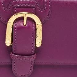 Escada Purple Leather Buckle Flap Clutch