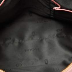 Pre Owned Escada Pink Woven Leather and Croc Embossed Zip Satchel