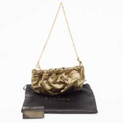 Pre Owned Escada Olive Green Satin Chain Clutch