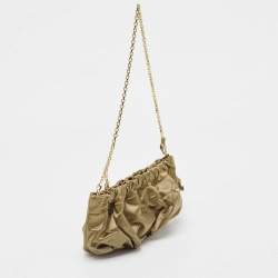 Pre Owned Escada Olive Green Satin Chain Clutch