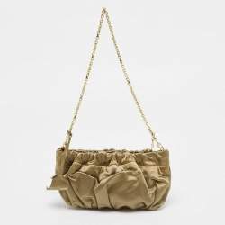 Pre Owned Escada Olive Green Satin Chain Clutch