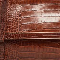 Escada Brown Croc Embossed Leather Tote