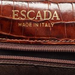 Escada Brown Croc Embossed Leather Tote