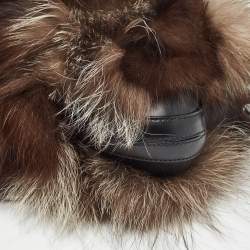 Pre Owned Escada Brown/Black Fur and Leather Shoulder Bag