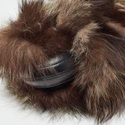 Pre Owned Escada Brown/Black Fur and Leather Shoulder Bag