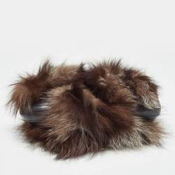 Pre Owned Escada Brown/Black Fur and Leather Shoulder Bag