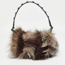 Pre Owned Escada Brown/Black Fur and Leather Shoulder Bag