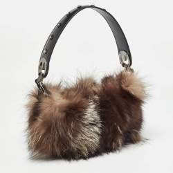 Pre Owned Escada Brown/Black Fur and Leather Shoulder Bag