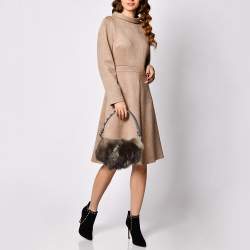 Pre Owned Escada Brown/Black Fur and Leather Shoulder Bag