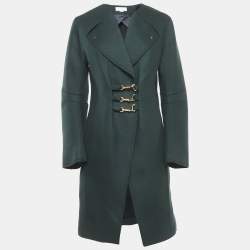 Esteban Cortazar Green Felt Mid-Length Coat M