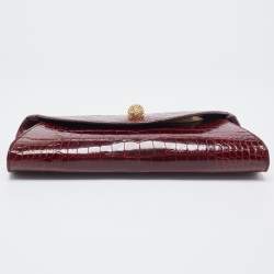 Pre Owned Ethan K Red Crocodile K Flap Clutch