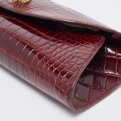 Pre Owned Ethan K Red Crocodile K Flap Clutch