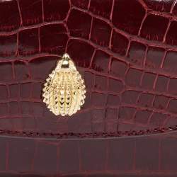 Pre Owned Ethan K Red Crocodile K Flap Clutch