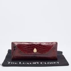 Pre Owned Ethan K Red Crocodile K Flap Clutch