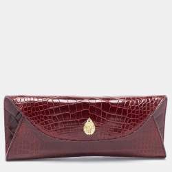 Pre Owned Ethan K Red Crocodile K Flap Clutch