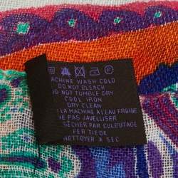 Pre Owned Etro Purple Paisley Print Linen Scarf